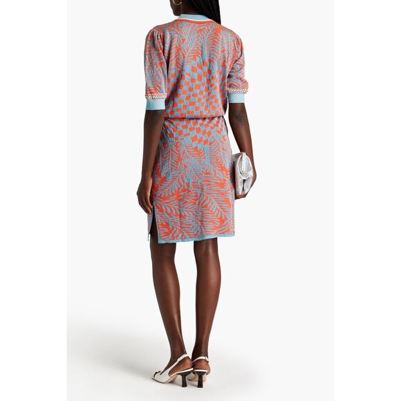 Diane Von Furstenberg Cruz Skirt Metallic Jacquard Tile Summer Party Garden Sz M - Picture 2 of 11